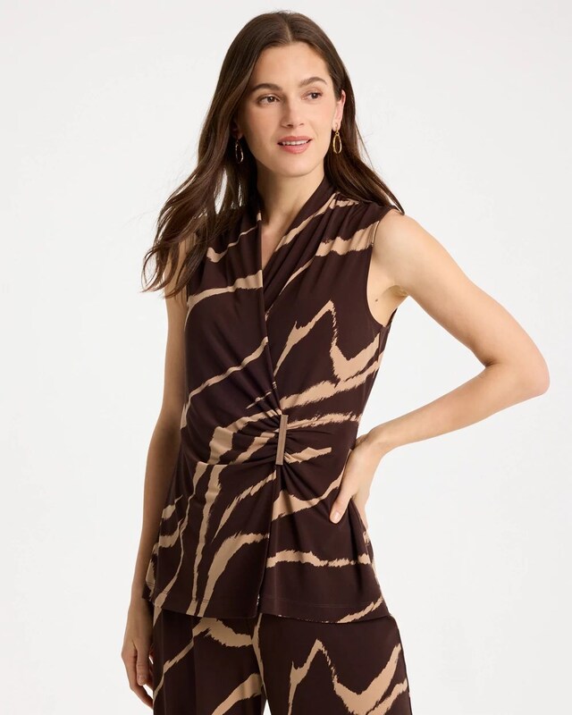 Travelers Zebra Knit Wrap Top - image 1